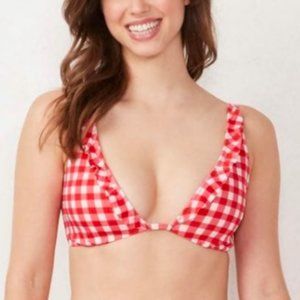 Lauren Conrad Gingham Swim top, Size L, NWT